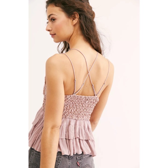BNWT Free People Adella Dusty Mauve Lace Cami Top - Picture 5 of 8